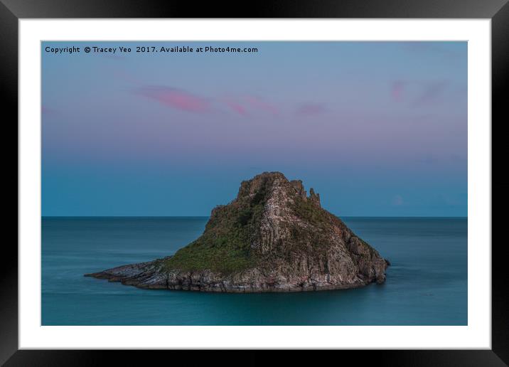 Thatcher Rock Torquay at Sunset   Framed Mounted Print by Tracey Yeo