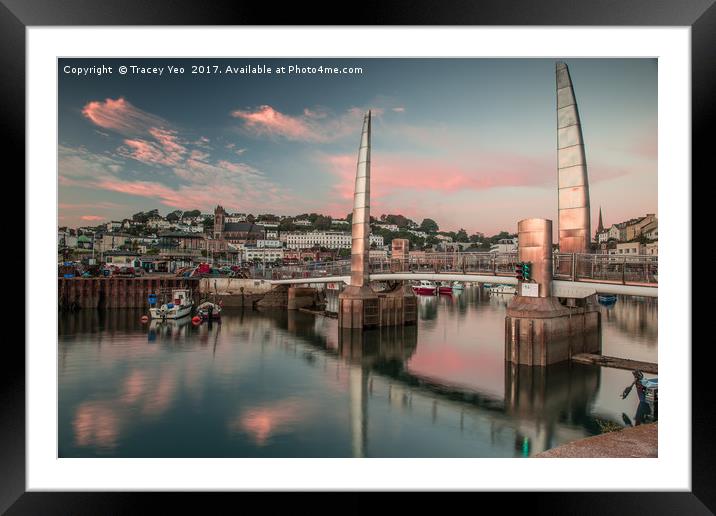 Torquay Marina Millennium Bridge. Framed Mounted Print by Tracey Yeo