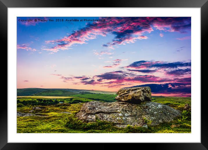 Sunset Over Dartmoor. Framed Mounted Print by Tracey Yeo