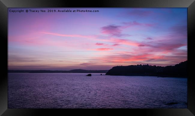 Meadfoot Sunset Framed Print by Tracey Yeo