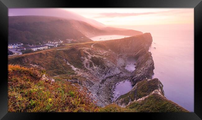 Lulworth Cove & Stair Hole sunrise Framed Print by Kevin Browne
