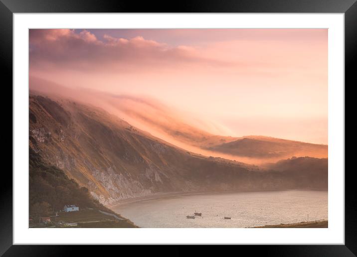 Mist Rolling Off The Purbeck Hills Framed Mounted Print by Kevin Browne