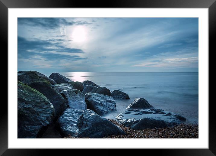 Peaceful Sea Rocks Framed Mounted Print by Kevin Browne