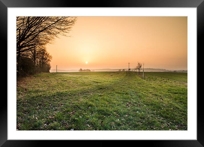 A lovely Spring sunset in Hampshire Framed Mounted Print by Kevin Browne