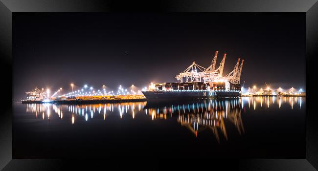 Southampton Docks At Night Framed Print by Kevin Browne