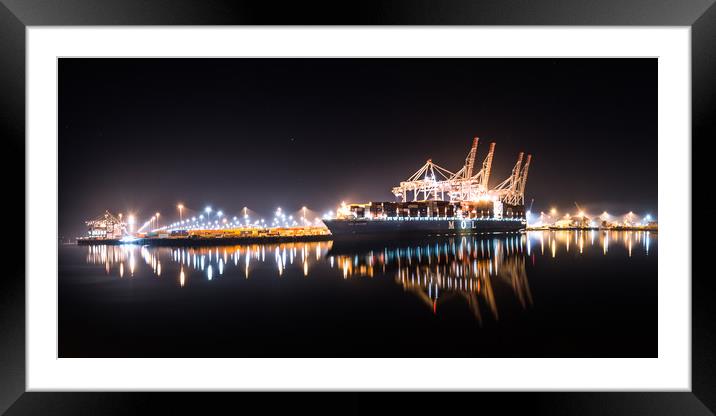 Southampton Docks At Night Framed Mounted Print by Kevin Browne