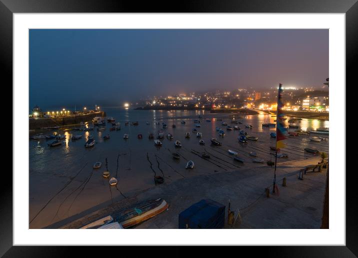 St Ives At Night Framed Mounted Print by Kevin Browne