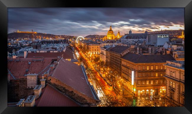 Budapest At Night Framed Print by Kevin Browne