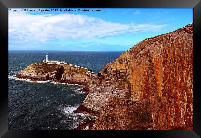 South Stack Lighthouse, Coastal View, Anglesey, Wa Framed Print by Lauren Bywater