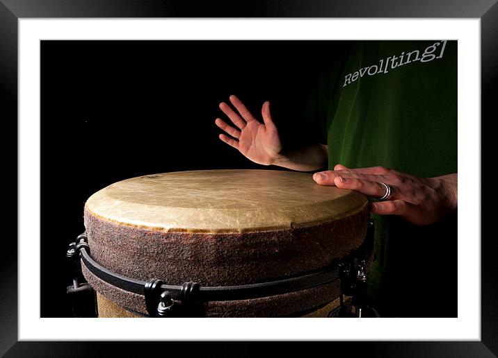 Drummer playing djembe drum Framed Mounted Print by Dean Mitchell
