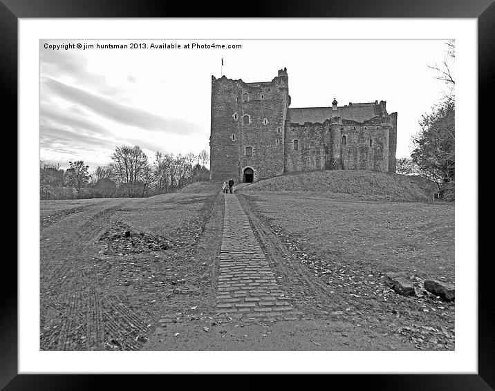 Doune Castle b&W Framed Mounted Print by jim huntsman