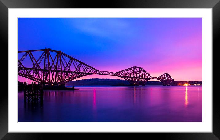 Forth Bridge in Colourful sky Framed Mounted Print by Kevin Ainslie