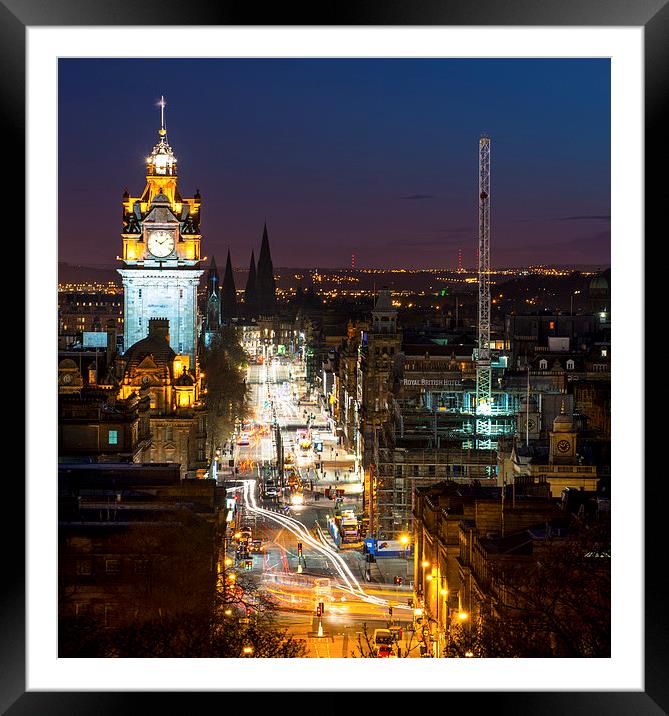 Princes Street Twilight Framed Mounted Print by Kevin Ainslie
