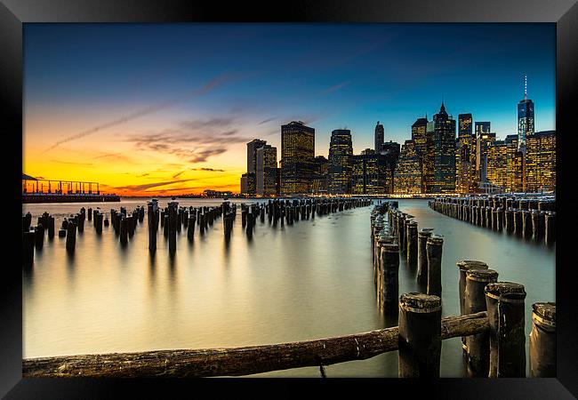 NYC Sunset Framed Print by Kevin Ainslie