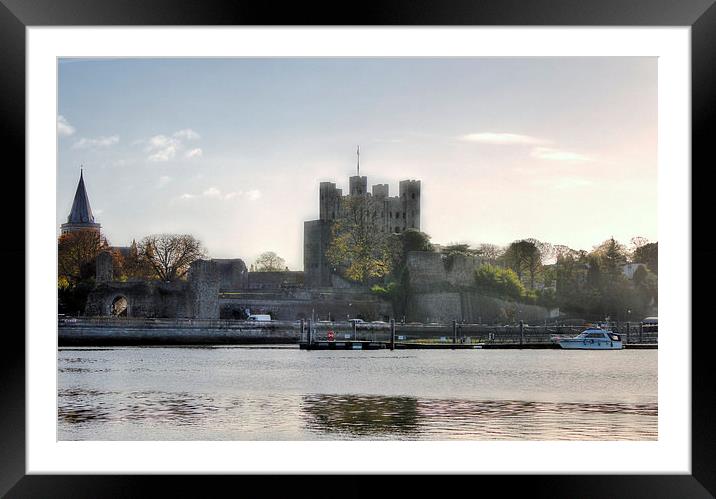 Rochester Castle, River View. Framed Mounted Print by Leonard Lawday