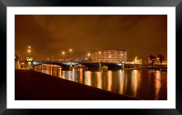Trent Bridge at night Framed Mounted Print by Alex Clark