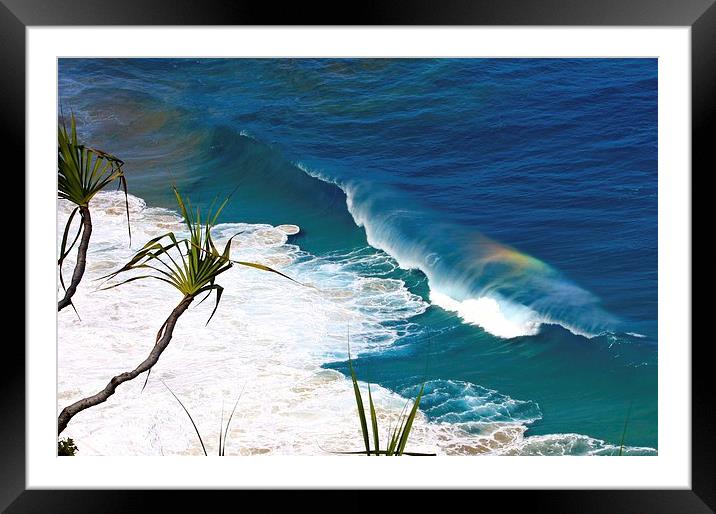 Rainbow in The Waves Framed Mounted Print by Bella Perroni