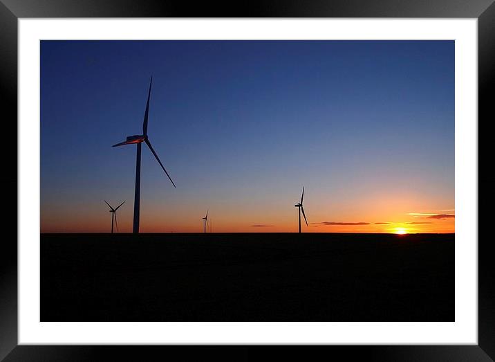  Wind turbines at sunset Framed Mounted Print by Gerald Robinson