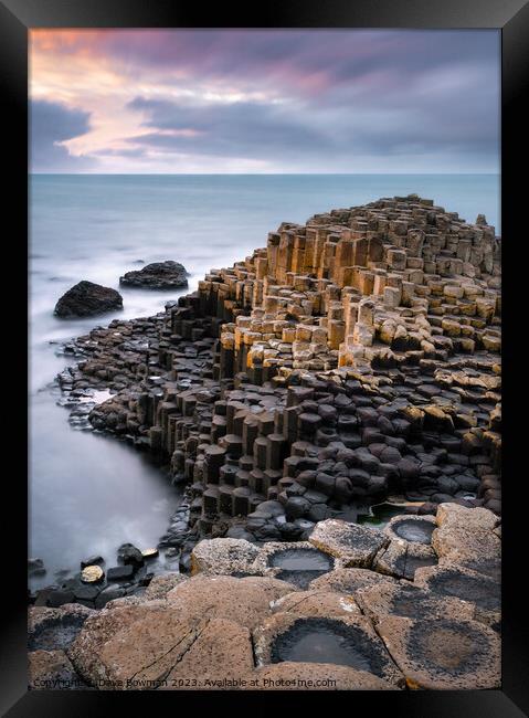 Giants Causeway Sunset Framed Print by Dave Bowman