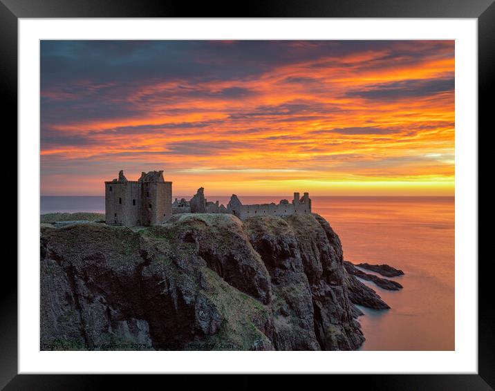 Fire Over Dunnottar Framed Mounted Print by Dave Bowman
