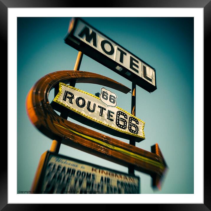 Route 66 Motel Sign Framed Mounted Print by Dave Bowman