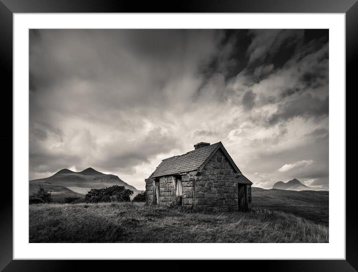 Bothy and Mountains Framed Mounted Print by Dave Bowman