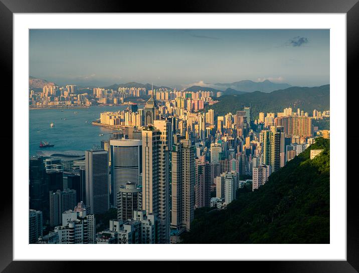 Hong Kong Cityscape Framed Mounted Print by Dave Bowman