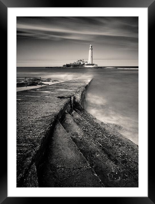 Path to St Mary's Lighthouse Framed Mounted Print by Dave Bowman