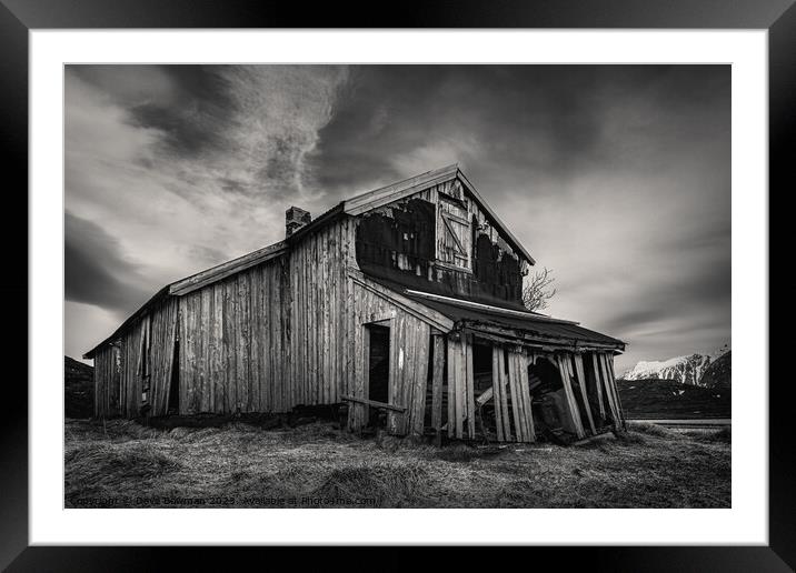 Old Norwegian Barn Framed Mounted Print by Dave Bowman
