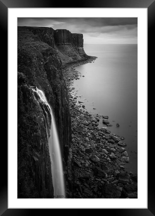 Kilt Rock Waterfall Framed Mounted Print by Dave Bowman