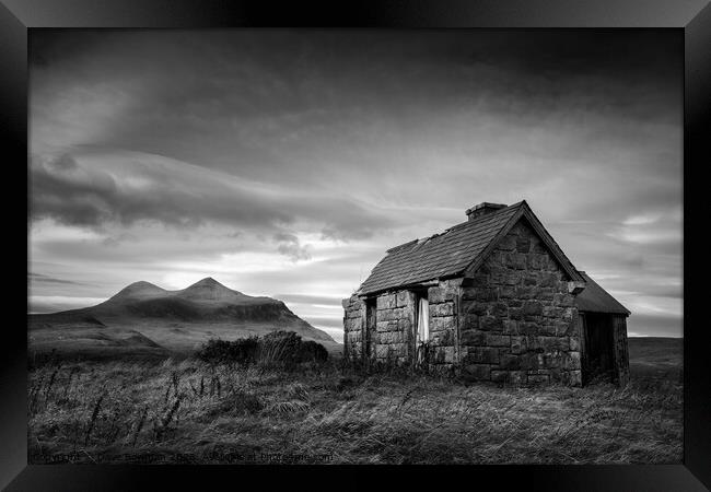 Elphin Bothy and Cul Mor Framed Print by Dave Bowman