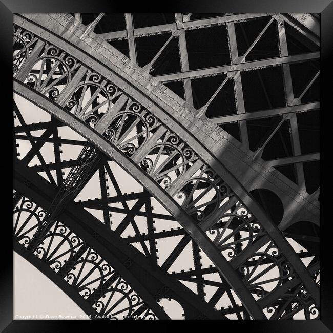 Eiffel Tower Ironwork Framed Print by Dave Bowman