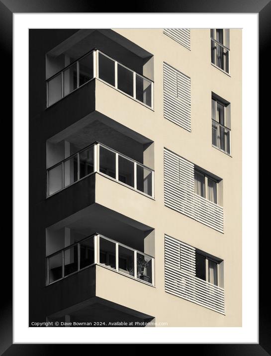 Apartment Balconies Framed Mounted Print by Dave Bowman