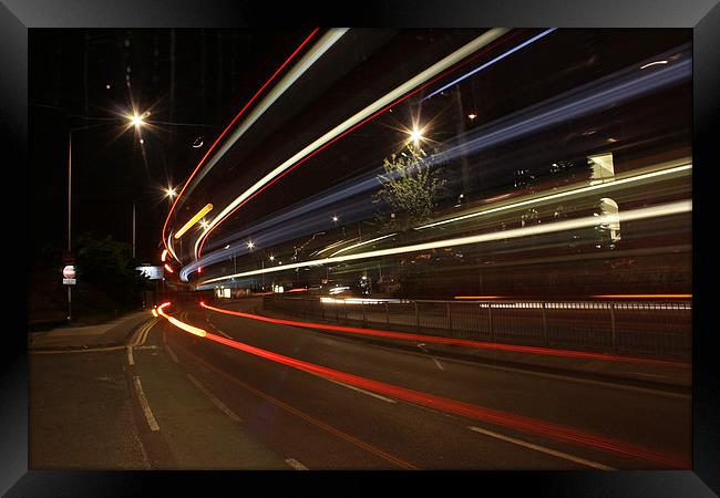 London Buses at night Framed Print by Peter Hart