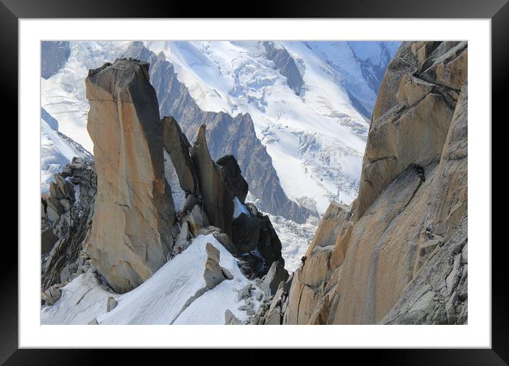 Climber at Aiguille du Midi, Mont Blanc Framed Mounted Print by Sarah Pymer