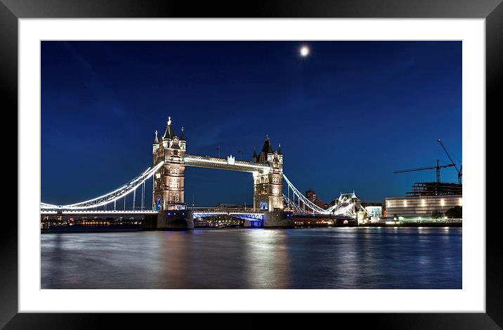 London Tower Bridge Under Moonlight Framed Mounted Print by John Ly