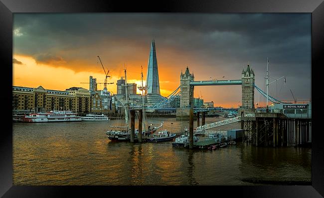  Sunset at Tower Bridge and the Shard. Framed Print by John Ly