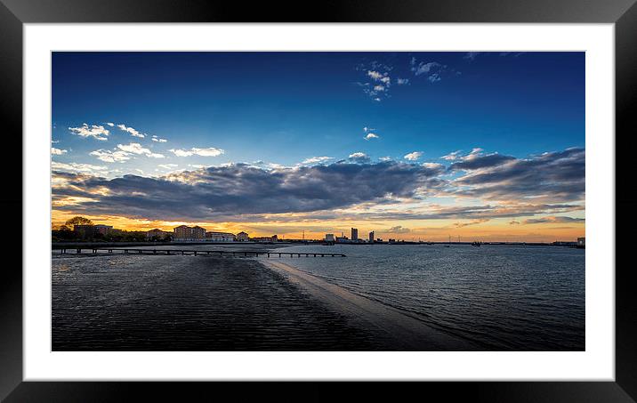  Sunset on River Thames Framed Mounted Print by John Ly