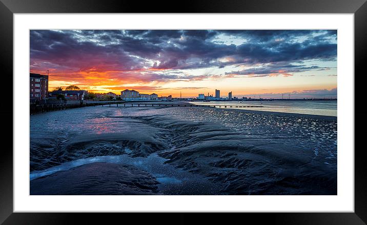  Dramatic Sunset on River Thames Framed Mounted Print by John Ly
