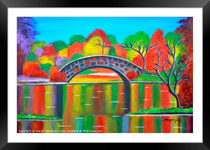Autumn Fall Glory colorful canvas painting Framed Mounted Print by Manjiri Kanvinde