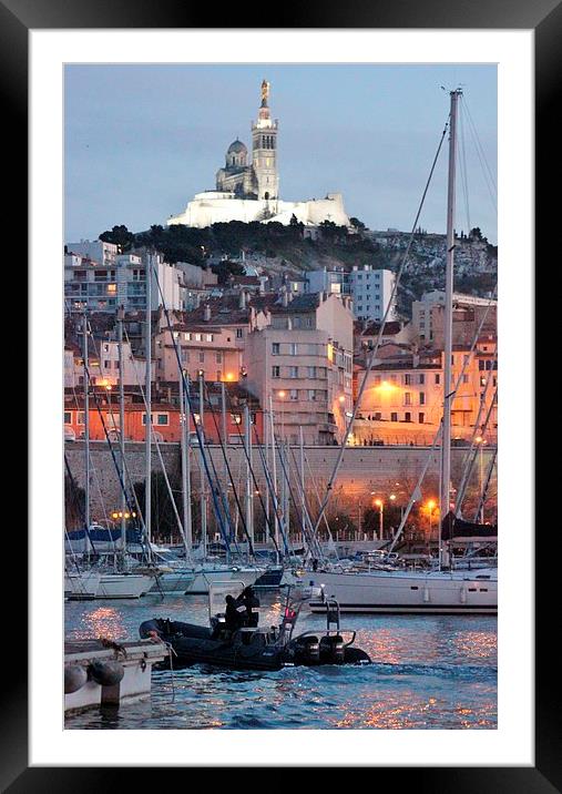 Marseilles at night Framed Mounted Print by Claire Colston