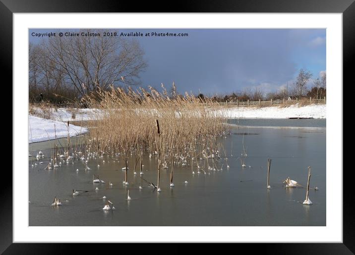 Snowy Lake Framed Mounted Print by Claire Colston