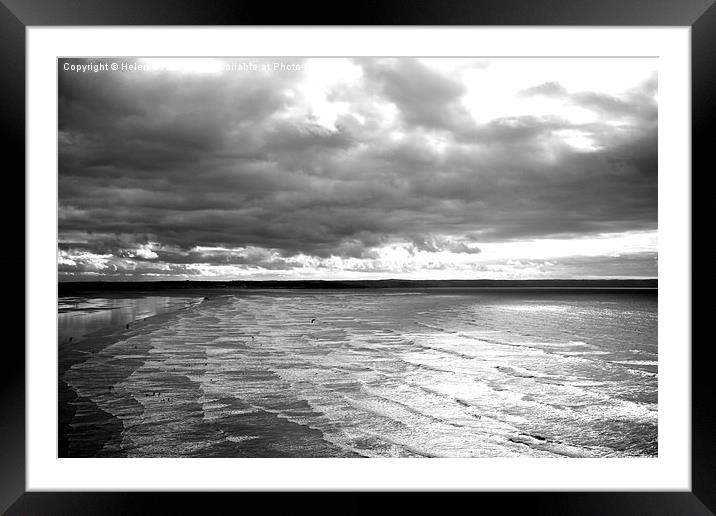 Stormy Saunton sands  Framed Mounted Print by Helen Cooke