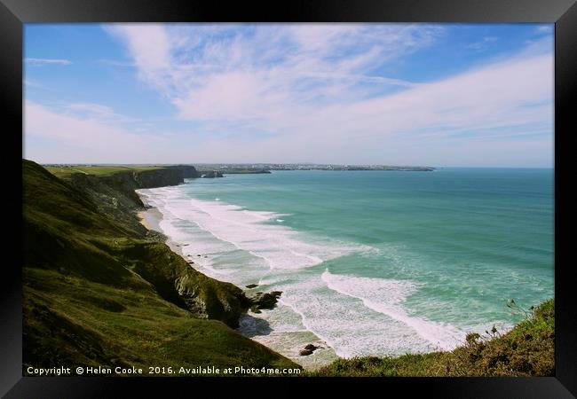Watergate Bay/ Newquay Framed Print by Helen Cooke