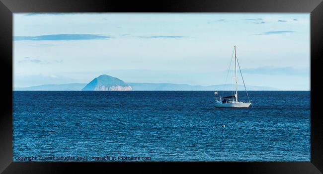 Yacht moored in Carradale Bay Framed Print by Keith Douglas