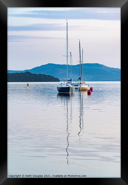 Boats moored in Loch Lomond Framed Print by Keith Douglas