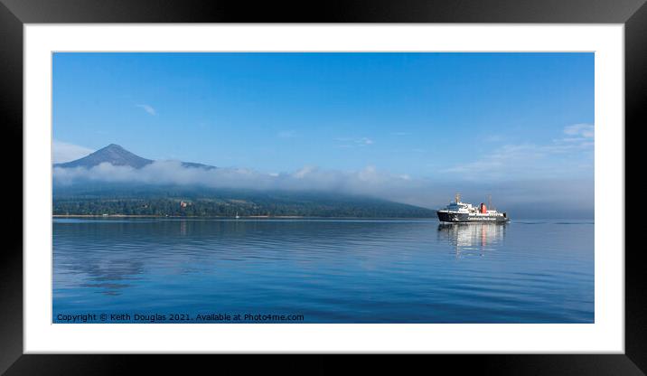 Calmac Ferry heads for Arran Framed Mounted Print by Keith Douglas