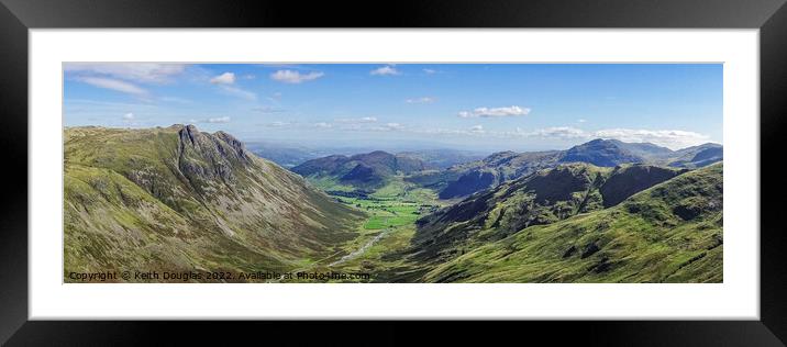 Langdale Valley Panorama (Lake District) Framed Mounted Print by Keith Douglas