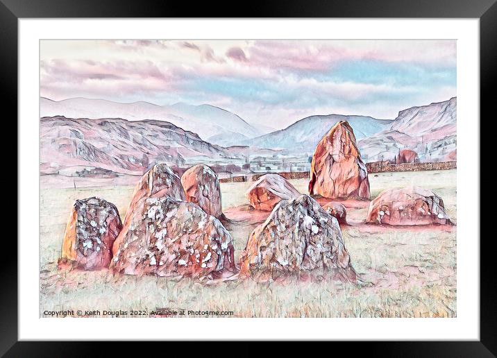 Castlerigg Stone Circle and the fells to the south Framed Mounted Print by Keith Douglas