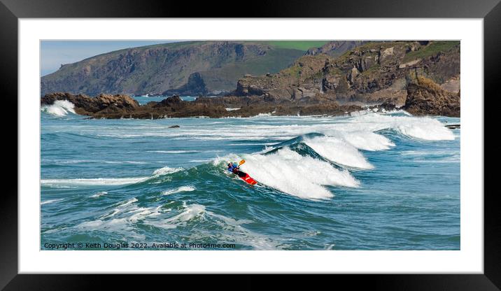 Surfing at Bude Framed Mounted Print by Keith Douglas